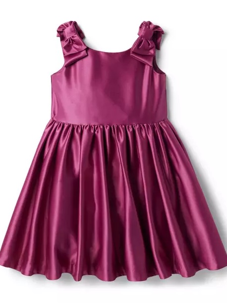 Janie & Jack Girls Satin Bow Sleeve Recital Party Wedding Dress Pink Violet 12